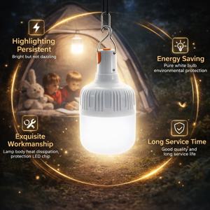 휴대용 충전식 LED 캠핑 라이트 후크 포함 조광 가능 텐트 랜턴 USB 충전 야외 비상 다기능 LED 램프