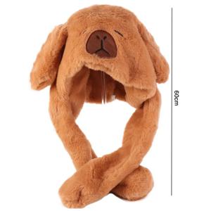 귀여운 카피바라 점핑업 모자 푹신한 귀 움직이는 모자 동물 귀 부드러운 모자 성인용