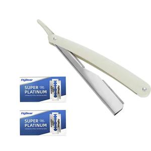 전문가용 수동 면도기 직선형 스테인리스 스틸 날카로운 이발사 면도칼 접이식 면도기 수염 커터 (10/20/30개 블레이드 포함)