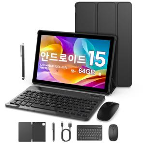 최신 글로벌 버전 안드로이드 15 태블릿, 10인치 태블릿, 쿼드코어 프로세서, 1280*800 해상도, 12 (3+9) GB 램, 64GB 저장용량