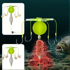 낚시 미끼 케이지 탄소강 문자열 후크 낚시 세트 안티 와인딩 미끼 케이지 플로트 라인 그룹 피더 싱커 낚시 태클