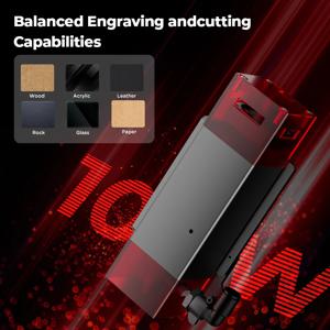 블루 다이오드 CNC P1 S Pro 레이저 조각 및 절단기용 10W 레이저 헤드 업그레이드 키트 (합판, 아크릴, 가죽)