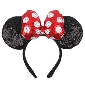 2024 디즈니 마우스 귀 머리띠 소녀와 어린이 4 인치 폴카 도트 활 헤어 밴드 휴일 파티 여행 DIY 헤어 액세서리