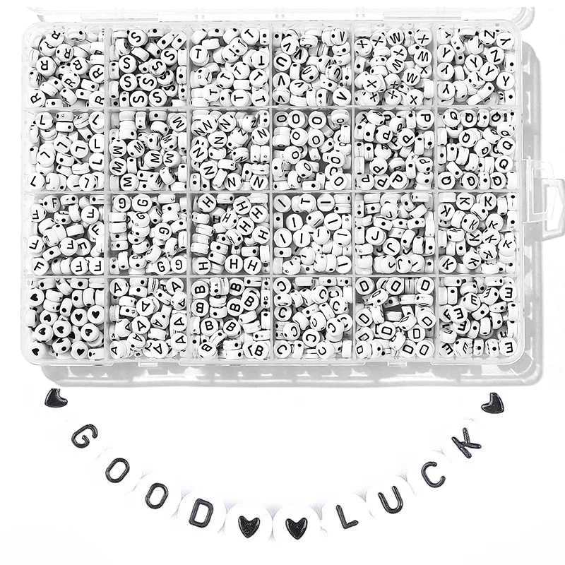 24 그리드 고품질 아크릴 26 영어 편지 라운드 구슬 상자 DIY 어린이 조기 교육 수제 구슬 세트