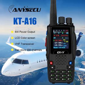Anysecu AirBand 전송 VHF 워키토키 KT-A16 Tx108.000-136.999MHz Rx108.0000-136.999MHz 6W 200Ch W/10 NOAA 일기 예보