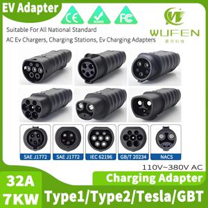 우펜 EV 충전 어댑터 테슬라 모델 Y S X 3 J1772 - GBT 어댑터 32A 7kW 타입 2 - 타입 1 충전 컨버터 (모든 국가용)
