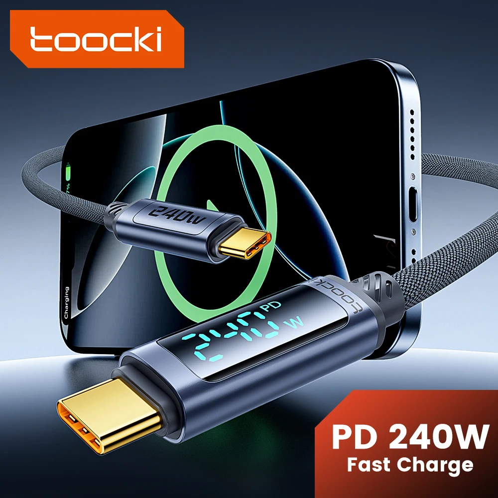 Toocki USB C to C 케이블 PD 3.1 고속 충전 C타입에서 C타입 디스플레이 케이블, 아이폰 15, 16, 샤오미 12, 13, 삼성 S23 맥북용, 240W