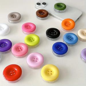 3D 귀여운 일반 버튼 접이식 손가락 반지 Griptok 전화 홀더 아이폰 16 15 프로 지원 소켓 포켓 그립 Tok 스탠드 브래킷