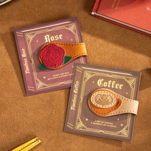 1 pc 빈티지 커피 로즈 북마크 가죽 마그네틱 페이지 홀더 양면 디자인 이상적인 독서 액세서리 선물 북마크