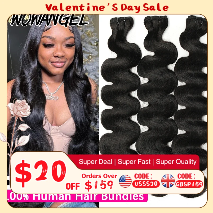 와우 엔젤 28 30 인치 바디 웨이브 인간의 머리카락 번들 1/3/4 조각 10A 브라질 레미 헤어 익스텐션 싱글 번들 버진 헤어