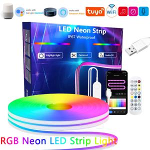 투야 네온 LED 스트립 라이트 5V 84LEDs/M 실리콘 네온 로프 라이트 (알렉사 와이파이 앱 제어, 음악 동기화, RGB 스트립 테이프, 실내용)