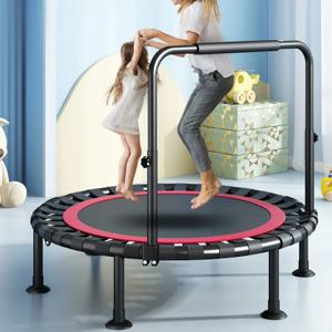 트램펄린 가정용 어린이 성인 트램펄린 실내 소형 접이식 피트니스 트램펄린 높이 조절 가능한 난간이있는 튼튼한