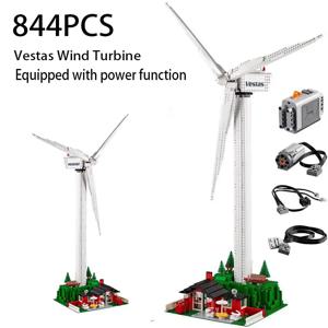 844PCS 크리 에이 티브 시리즈 Vestas 풍력 터빈 빌딩 블록 전기 풍차 발전기 모델 10268 벽돌 장난감 소년 어린이 선물