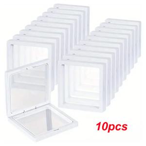 10pcs, 투명 플로팅 디스플레이 상자, 플라스틱 필름 보석 포장 상자, 보석, 목걸이, 반지 및 수집품 보관 상자