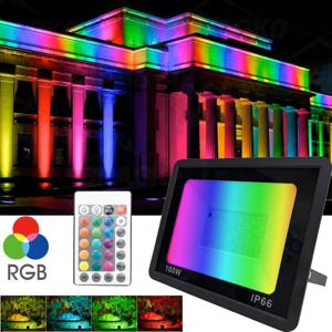 RGB LED 투광 조명 반사판 야외 조명 220V 50W 100W IP66 방수 스포트라이트 풍경 정원 분수 장식 램프