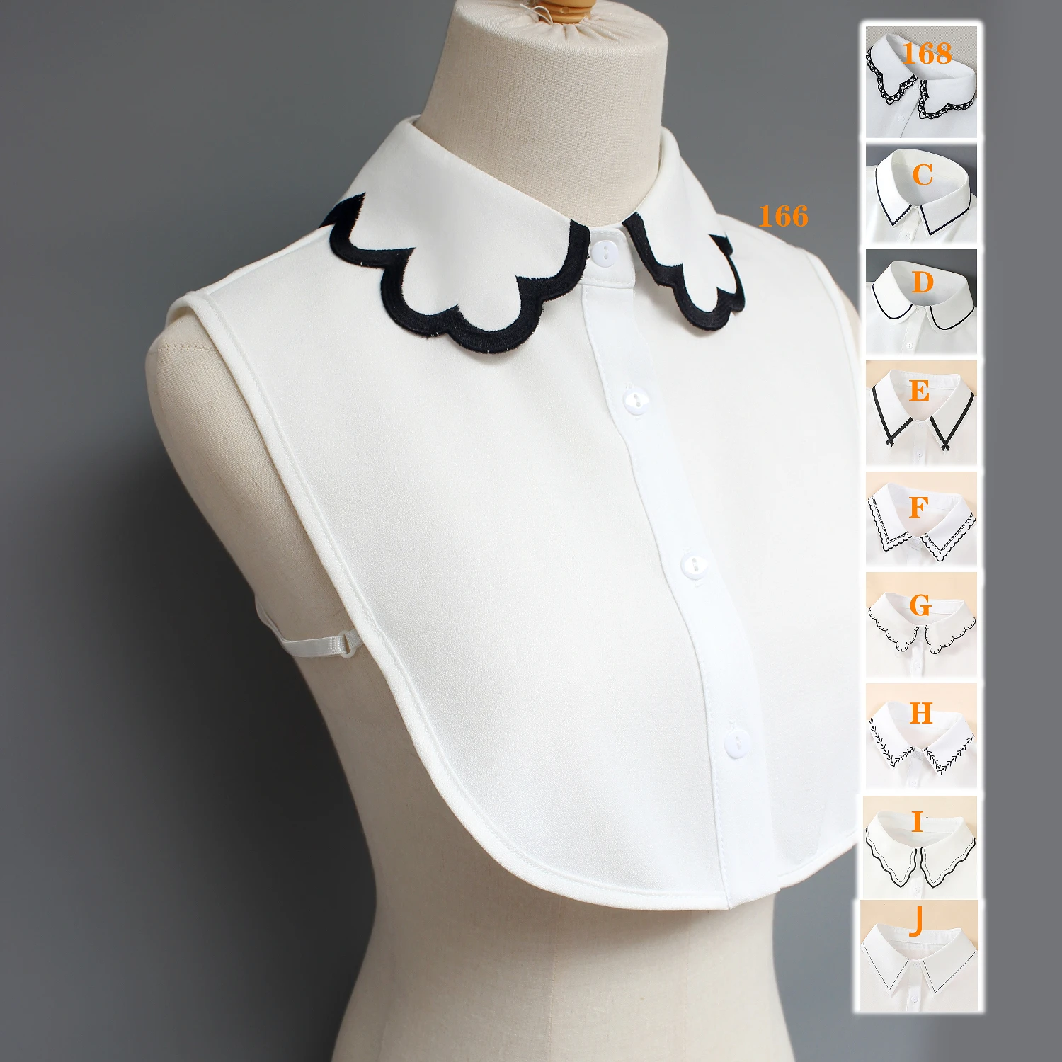 여성용 장식 가짜 칼라 1개, 다용도 가짜 칼라, 절묘한 셔츠 가짜 칼라, 자수가 있는 베이스 레이어, 수이