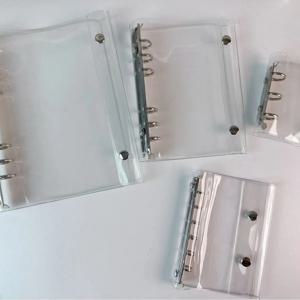A5 A6 A7 A8 M5 PVC 투명 더블 버튼 루즈리프 바인더 노트 커버 노트북 저널 플래너 사무용품
