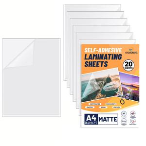 20 매-A4 무광택 투명 홀로그램 스티커 용지-8.3x11.7 인치 투명 오버레이 콜드 라미네이팅 필름 자체 접착 비닐 시트