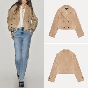 순수 가죽 자켓 짧은 스타일 가을 신작 여성 코트 윈드 브레이커 타입 아우터 자다타 브랜드 스탠다드 버전 여성 코트