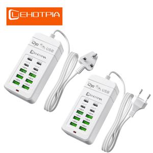 EU UK US 플러그 멀티 래피드 USB 충전기 전원 어댑터 1.2m 연장 코드 6 USB-A 4 USB-C 휴대용 휴대폰 USB 소켓