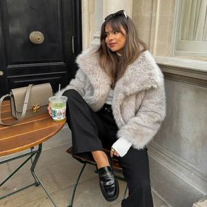 여성 가을 겨울 인조 모피 코트 플러시 플러피 여성 재킷 신상 아우터웨어 화이트 레드 그레이 블랙 울 혼방 코트