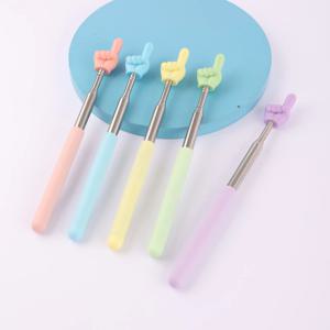 마카롱 색상 68cm 접이식 손가락 독서 스틱, 텔레스코핑 교사용 포인터, 교실 어린이 독서용 핸드 포인터