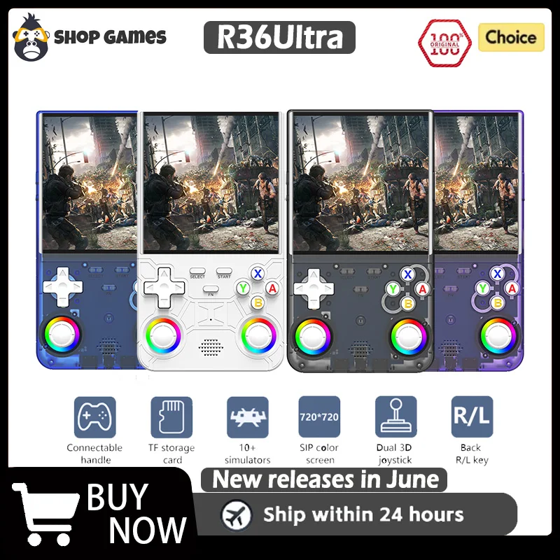 R36 울트라 2025 오픈 소스 R36S 비디오 게임 콘솔 리눅스 시스템 4.0인치 IPS 스크린 휴대용 포켓 비디오 플레이어 64G 최고의 게임