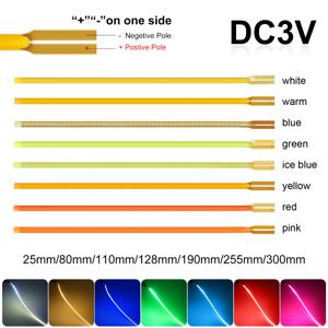 DC 3V 에디슨 전구 부품 LED 필라멘트 레드/블루/그린 플렉시블 COB LED 다이오드 25MM 80mm 110MM 128MM 190MM 255MM 300MM