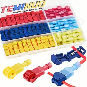 T 탭 와이어 커넥터, 60/50/40pcs 나일론 완전 절연 남성 빠른 연결 해제 스플 라이스 T 유형 전기 와이어로 자동 스트리핑