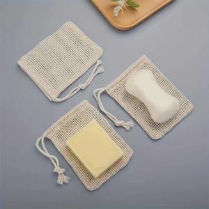 천연 면 비누 세이버 백, 3개 친환경 수제 거품 면 메쉬 비누 주머니 바디 클렌징 스킨케어용