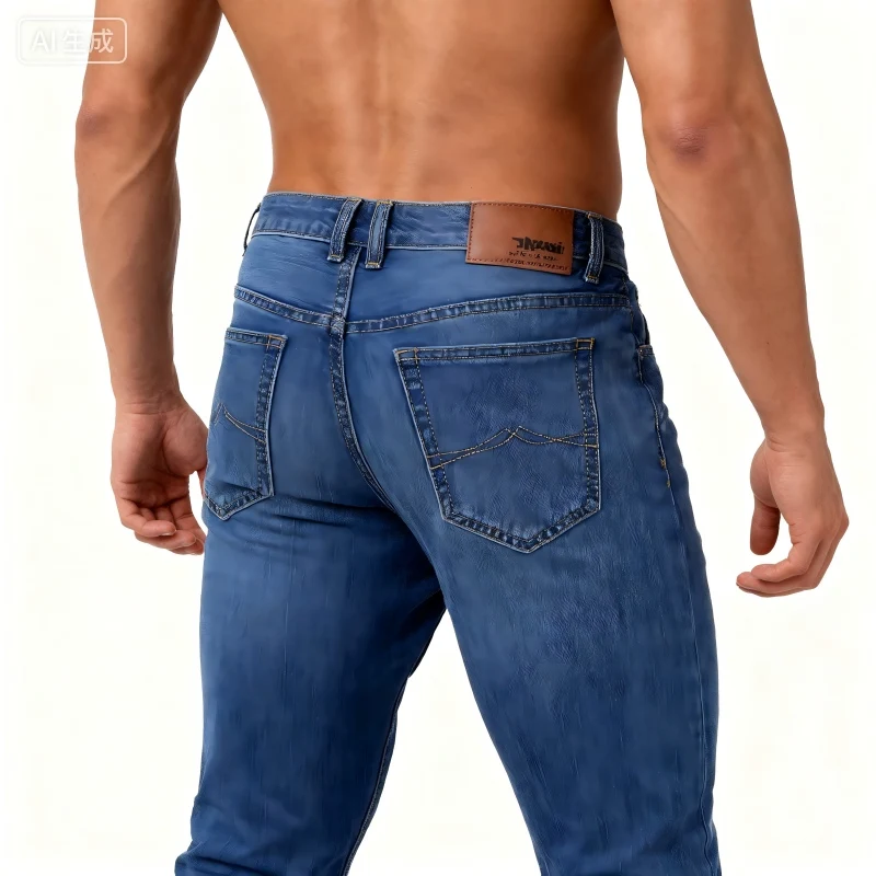2025년 신상 가을 클래식 남성용 슬림핏 스트레치 진 고급 블루 블랙 캐주얼 올매치 팬츠 스트레이트 레그 남성용 바지
