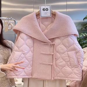 여성 니트 퀼팅 카디건 재킷, 라펠 칼라, 달콤한 루즈 숄 탑, 가을 겨울 2026 패션 (모델 Z3310) ﻿