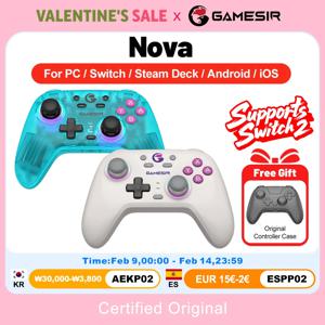 Gamesir Nova PC 게임패드 (닌텐도 스위치 2 컨트롤러, 윈도우 스팀, 스위치, 안드로이드, iOS 게이머 홀 효과 스틱, HD 러블)