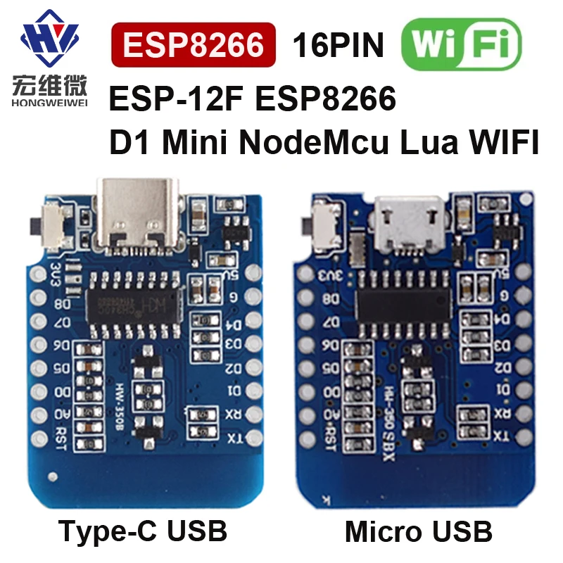 Type-C 마이크로 USB D1 미니 NodeMcu ESP8266 ESP-12F 미니 NodeMCU Lua 4M 바이트 WiFi 모듈 Arduino 용 무선 WiFi 모듈