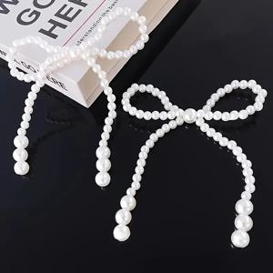 10pcs 손으로 짠 모조 진주 활 꽃다발 진주 액세서리 신선한 꽃 포장 재료
