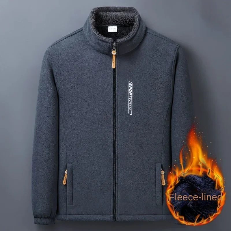 겨울 남성 야외 양털 재킷 캐주얼 폴라 플리스 내한성 두꺼운 코트 경량 방풍 지퍼 카디건 따뜻한 재킷