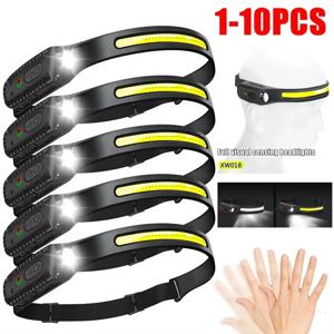 USB 충전식 유도 LED 전조등 배터리 내장 5 가지 모드 헤드 손전등 야외 캠핑 낚시 검색 랜턴