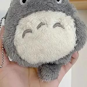 애니메이션 귀여운 고양이 동전 지갑 부드러운 플러시 지퍼 어린이를위한 작은 지갑 십대 소녀 여성 카와이 데이터 케이블 귀 가방 키 파우치