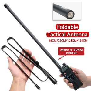 ABBREE 워키토키 접이식 CS 전술 안테나 SMA-암 장거리, BAOFENG UV-5R 888S UV25 5RH K5 PLUS용, 48cm, 72cm, 108cm