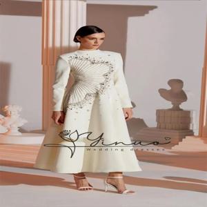 맞춤형 저지 스팽글 플라워 비즈 구김, 연예인 A 라인 하이 칼라, 맞춤형 드레스, 맞춤형 드레스, 미디 드레스