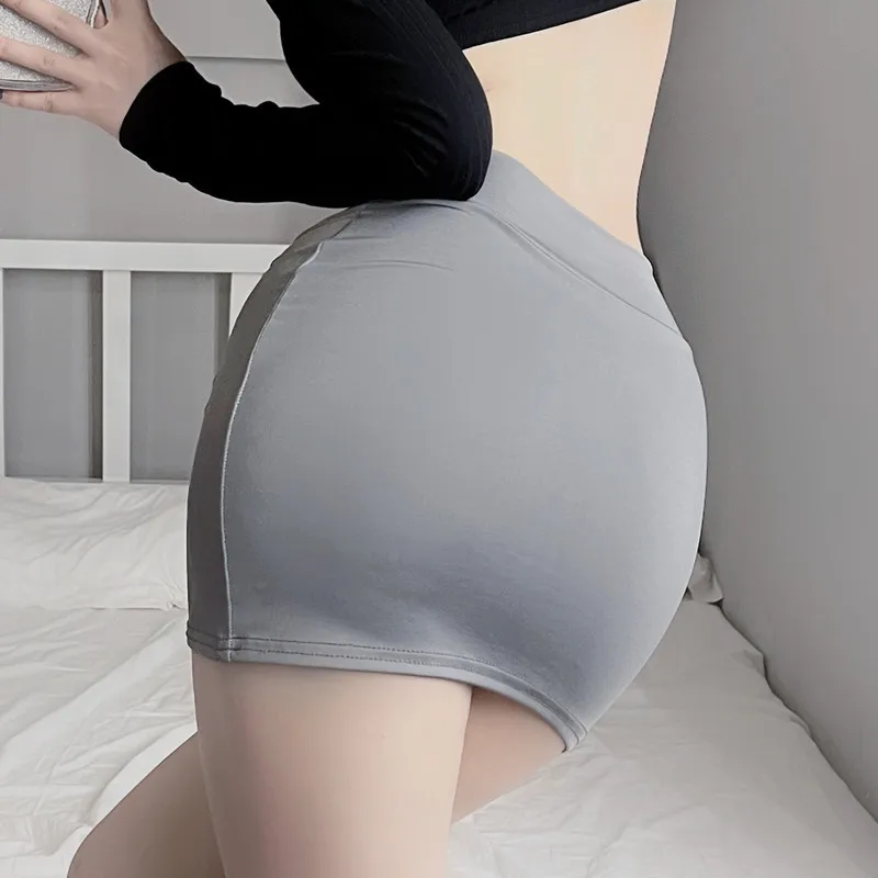 안감이없는 섹시한 얇은 스키니 미니 스커트 솔리드 컬러 저층 시스루 엉덩이 리프팅 짧은 스커트 여성 Clubwear