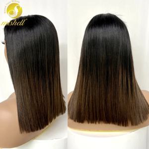 2x6 HD 레이스 1BT4 초콜릿 브라운 뼈 스트레이트 짧은 밥 가발 16A 더블 그린 원시 베트남어 버진 인간의 머리 가발 여성을위한