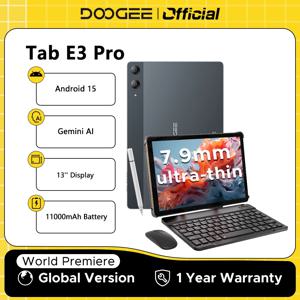 월드 프리미어 DOOGEE Tab E3 Pro 태블릿 제미니 AI 13인치 화면 안드로이드 15 8GB 256GB 7.9mm 초슬림 11000mAh 배터리 스마트 패드