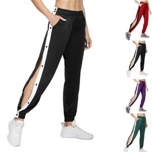 2025 여성 캐주얼 스포츠 바지 버튼 사이드 슬릿 스웨트 팬츠 포켓 팬탈레온 하라주쿠 밴딩 허리 트라우저 스트릿웨어