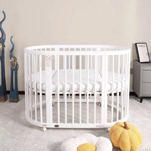 원목 아기 침대 유아용 침대로 변형 가능 사이즈 조절 가능 타원형 디자인 CPC 인증 안전 가드레일