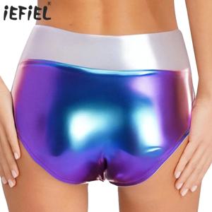 여성 메탈릭 브리프 반짝 이는 부티 반바지 폴 댄스 용 핫 바지 비치 풀 파티 레이브 클럽웨어 음악 축제 바지