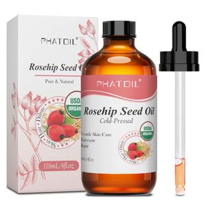 PHATOIL 118ML 로즈힙 씨 오일 피부 및 손톱 보습용 유기농 냉압착 호호바 오일 순수 천연 캐리어 오일