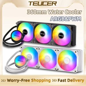 TEUCER AF-S360 올인원 수냉식 라디에이터, RGB 360mm 선풍기 LGA2011, 인텔 1700, 1200, 115x, AM4, AM5 용 수냉식 방열판