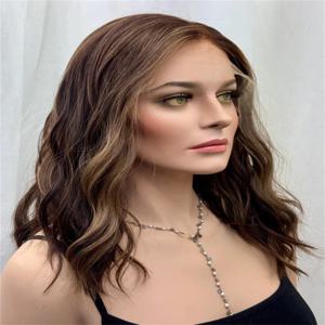 고품질 가발 다크 브라운 베이스, 카라멜 & 블론드 하이라이트 HD 레이스 합성 프리미엄 섬유 내열 여성용 가발