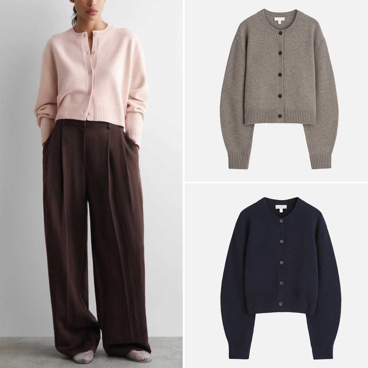 세련된 캐주얼 메리노 오픈 가디건 여성 스타일 가을 신상 하이웨이스트 스트레이트 레그 팬츠 우아한 여성 정장
